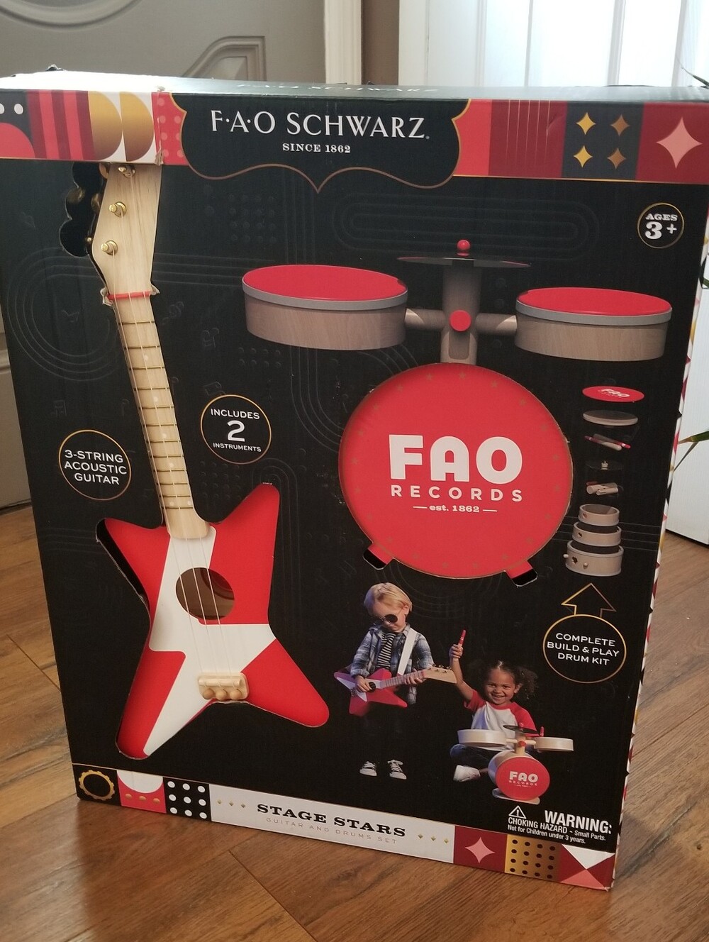 ❗FAO Schwarz Child Wooden Guitar and Drum Set❗